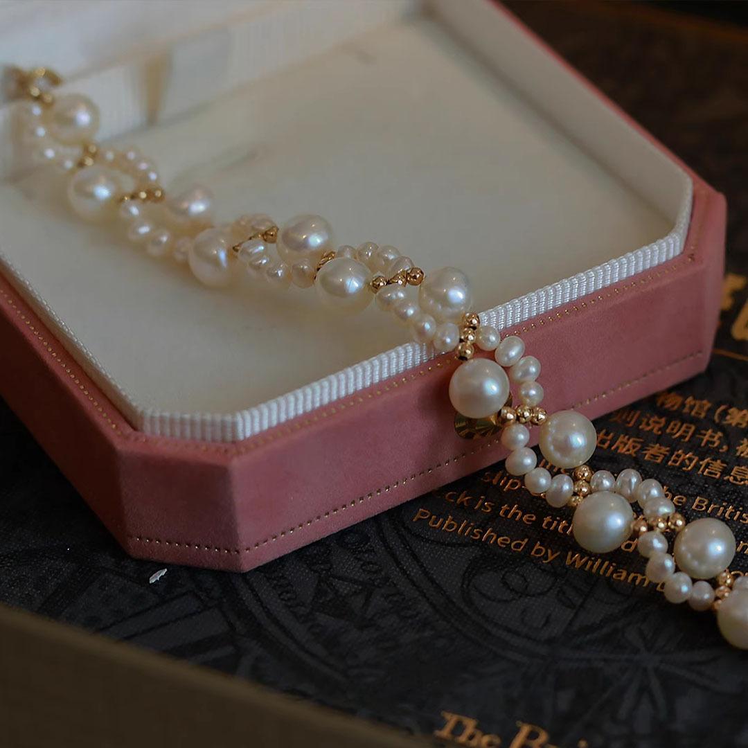 手工编织猫爪天然淡水珍珠手链女轻奢小众高级感甜美网