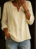 Otoño 2026 Nuevo Amazon Transfronterizo Ropa de Mujer TIKTOK Encaje Hueco Patchwork Cuello en V Color Sólido Camisa de Manga Larga