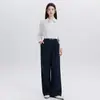 Traje de Dos Piezas Nuevo Azul para Primavera y Otoño + Pantalones de Pierna Ancha para Entrevista Ropa Formal Blusa Profesional para Mujer