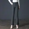 Calças skinny xadrez Fall 8180 para mulheres de meia-idade calças compridas de lã largas e casuais pantalona para mães de meia-idade e idosas