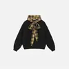 Sudadera con capucha tipo jersey de moda casual de estilo urbano americano transfronterizo de otoño e invierno con correa de cuadros para hombre y mujer al por mayor