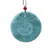 Colgante de Jadeíta Azul Natural Grado A Estilo Antiguo de la Fortuna con Cordón para Collar, Joyería Fina de Jade al por Mayor