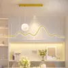 Lámpara de araña para restaurante con un toque de alta gama, lámpara de luna minimalista moderna, lámpara LED de diseño alargada minimalista para mesa de comedor y barra de bar