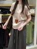 Camiseta Básica de Verano Casual Fina Transpirable para Mujer, Manga Corta, Color Sólido, Algodón, Copo de Nieve Refrescante, Versátil, Hombro Normal