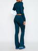 2025 Europeo y Americano Transfronterizo Nuevo Estilo Casual Pantalones Acampanados de Cintura Baja Look Adelgazante de Moda Traje de Pantalón de Color Puro para Mujer