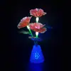 Nueva Lámpara de Flor de Peonía de Fibra Óptica con Núcleo de Flor de 3 Cabezas Alimentada por Energía Solar Lámpara de Suelo Artificial para Exteriores Lámpara Decorativa para Césped de Patio