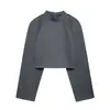 Estilo Europeo y Americano Transfronterizo 2026 Nueva Moda Top Corto Esponjoso para Mujer 1223451 Pantalones Rectos de Cintura Alta 1223452