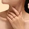Anillo de nicho con decoración de viento, doble fundición, apertura, 3A, súper brillante, anillo de circonita, acero de titanio chapado en oro de 18 quilates, anillo ajustable