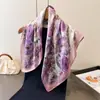 Pañuelo Cuadrado de Seda Artificial con Estampado Fresco de Primavera y Verano, Versátil y de Alta Gama, Pañuelo para el Cuello, Pañuelo para la Cabeza, Pañuelo de Seda, Bufanda