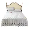Faldón de cama acolchado a prueba de agua y orina de soja, 100% algodón, Clase A, cubrecama acolchado de encaje de una pieza, juego de tres piezas antideslizante, funda antipolvo