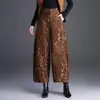 Calça pantalona jacquard estilo chinês para mulheres, nova coleção outono/inverno 2026, comprimento cropped, modelagem solta, modeladora, casual, moderna