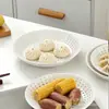 Bandeja de drenaje de cerámica para uso doméstico, Plato para cocinar al vapor con múltiples agujeros, Cesta para vaporera, Rejilla para vaporera, Olla para vaporera, Microondas, Arrocera, Empanadillas al vapor, Bocadillos, Bandeja para frutas secas
