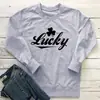 Sitio Independiente Europeo y Americano de Comercio Exterior Wish Sudadera Redonda de Manga Larga con Estampado de Trébol y Letra de la Suerte de Comercio Exterior