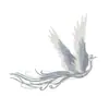 Adesivos de Tecido Bordados Fênix Estilo Chinês Dinastia Han Leque Dragão e Fênix Patch DIY Adesivos Decorativos Adorno de Casamento Grampo de Cabelo Adesivos de Tecido