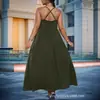 Amazon TikTok Pinduoduo Comércio Exterior Transfronteiriço Europeu e Americano Plus Size Feminino Novo Sem Costas Verde Moda Vestido