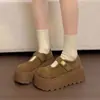 2026 Zapatos Birkenstock para Mujer con Suela Inyectada de Dopamina y Dedo Gordo Raspado, Zapatos Mary Jane Casuales para Mujer con Suela Gruesa, Velcro para Aumentar la Altura