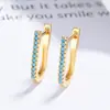 Pendientes de diamantes de fila turquesa para mujer Plata de ley 925 nuevo simple ins Hebilla de oreja versátil joyería para la oreja de moda de lujo ligero