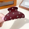 Pinza de pelo de garra con cielo estrellado, pinza de tiburón de tamaño mediano de alta gama, pinza para cabello semi-recogido, pinza de pelo elegante, pinza de garra con incrustaciones de diamantes estrellados