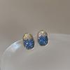 Irregular Azul Cristal Metal Brincos para Mulheres Coreano Nicho Vintage Distintivo Simples All-match Elegante Brincos Brincos