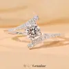 Anillo de Moissanita de Imitación de Venta Caliente en Transmisión en Vivo de Tiktok, Micro-Pavimentado con Diamantes, Anillo de Diamante de 2 Quilates, Exquisito Chapado en Oro con Forma de Corazón