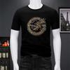 Ouzhanzhou Moderna Camiseta Nueva de Hombre con Perforaciones Calientes Moda Ajustada Talla Grande Lujo Ligero de Hombre Manga Corta Verano Seda de Hielo Secado Rápido