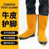 Guardias de Pierna para Soldadura Eléctrica de Piel de Vaca, Cubre Piernas y Pies Anti-Quemaduras para Soldador, Estilo Largo, Piel de Vaca Anti-Salpicaduras, Chispas de Fuego, Velcro, Cubre Zapatos