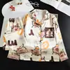 Pijama de Seda Helada para Niñas, Conjunto Delgado de Manga Larga de Seda para Casa para Niñas Jóvenes y Mayores