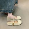 Lindos Zapatos de Ballet de Hada de Ante de Punta Redonda y Boca Baja Primavera y Otoño Vintage Planos Mary Jane Zapatos de Mujer