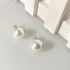 Aretes con Incrustaciones de Zircón Aretes Retro Franceses Aretes de Aguja de Plata para Mujer Aretes de Perlas Blancas Brillantes Aretes