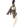 Moderna Cadena de Cuero con Colgante de Diente de Lobo Personalizado Estilo Rock, Popular en Europa y América, Joyería de Venta Caliente, Collar Largo Unisex