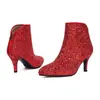 Botas Femininas de Bico Fino e Cano Baixo nos Tamanhos 34-48, Botas de Couro de Salto Baixo para Outono e Inverno, Sapatos Femininos de Salto Alto com Zíper Traseiro, Botas Curtas Estilo Europeu e Americano