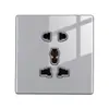 Panel de interruptor de enchufe de pared para el hogar de vidrio templado gris plano ultradelgado tipo 86, panel de enchufe USB universal de múltiples cinco agujeros