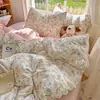 Conjunto de quatro peças de algodão kapok com toque de nuvem, fio duplo Classe A, lençol de algodão puro macio e amigo da pele, capa de edredom, conjunto de três peças para cama de dormitório~