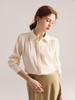 Camisa de Seda Pesada para Mujer, Nuevo Estilo Primavera/Verano 2026, Color Sólido Manga Larga Georgette Doble de Seda Elástica 19 Momme Top