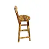 Taburete de Madera Maciza Carbonizada con Respaldo, Silla de Barra, Taburete Alto, Taburete con Escalón, Taburete para Barra de Bar, Taburete de Barra Retro