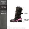 Botas Western con Hebilla de Cinturón de Suela Gruesa para Mujer 2026 Otoño e Invierno Nueva Moda Versátiles Botas Apiladas Plegadas de Longitud Media para Pantalón