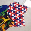 Miyake Moda Estampada Plissada Mais Vendida Blusa Feminina Fina Gola Alta Manga Curta Verão Nova Temperamento Camiseta Fashion