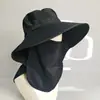 Sombrero de Senderismo para Hombre para Exteriores, Sombrero de Sol de Verano para Acampar con Ala Ancha, Chal, Máscara Facial, Sombrero de Pescador a Prueba de Viento e Impermeable