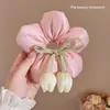 Nova Faixa de Cabelo Flor Tridimensional para Mulheres, Novo Cordão de Cabelo de Primavera, Acessórios de Cabelo Tulipa, Cordão de Cabelo Preenchido com Algodão Que Não Machuca o Cabelo