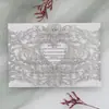 Papel Brillante 250g Polvo Brillante Invitación de Boda Estilo Europeo Tarjeta de Felicitación para el Día de San Valentín Tarjeta de Invitación de Boda con Corazón Hueco y Encaje