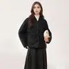 Chaqueta de Plumas de Ganso Hecha a Medida para Mujer, Abrigo de Plumas de Estilo Cárdigan de Mezcla de Lana de Alta Gama, Chaqueta de Plumas Ligera y de Corte Holgado, Procesamiento Personalizado