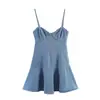 Ropa de Mujer para Comercio Exterior Zg Estilo Nuevo de Verano Estilo Europeo y Americano Estilo Ins Versátil y Elegante Vestido de Tirantes de Mezclilla