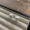 Brincos de Pérola Redonda Grande com Destaque, Agulha de Prata S925, Estilo Retrô Francês, Brincos de Pérola para Febre, Brincos Simples para Mulheres