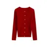 Cardigan de Tricô Gola Redonda Cor Sólida com Tranças Feminino 2026 Outono Novo Estiloso Versátil Emagrecedor Roupa Feminina Tricô de Lã