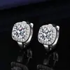 Transmisión en Vivo de Nuevos Pendientes de Plata con Imitación de Moissanita de Un Quilate con Forma de Bolsa Cuadrada de Princesa, Pendientes y Clips para Orejas Simples Transfronterizos Europeos y Americanos