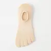Calcetines Cortos de Malla Hueca Transpirables de Algodón Puro Antiolor para Mujer, Verano, Simples Versátiles de Cinco Dedos