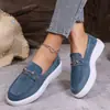 Mocasines cómodos sin cordones para mujer, nuevo estilo 2026, punta redonda, suela gruesa, detalle de cadena, zapatos casuales sin cordones, disponibles en tallas grandes