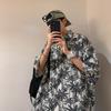 Camisa de Manga Corta para Hombre Verano 2025 Nueva Marca de Moda Holgada Guapo Estilo Hong Kong Estilo Japonés Tendencia Playa Camisa de Seda Helada para Hombre