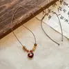 Colar Pingente de Contas de Madeira Vintage para Mulheres, Design de Nicho com Estilo Étnico, Corrente Longa Versátil para Suéter da Moda