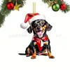 Novo Chapéu de Natal Transfronteiriço Cão Dachshund Decoração Pingente Árvore de Natal Acrílico Plano Presente Decoração Pingente